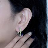 Round Peridot & White Diamond Swirl Style Criss Cross Hoop Earrings for Women in 925 Sterling Silver