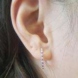 0.25 Carat (ctw) 10K White Gold Round Ruby & White Diamond Ladies Hoop Earrings 1/4 CT