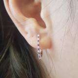 0.25 Carat (ctw) 10K White Gold Round Ruby & White Diamond Ladies Hoop Earrings 1/4 CT