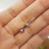 0.40 Carat (ctw) 10K White Gold Round Cut White Diamond & Ruby Ladies Cluster Flower Stud Earrings
