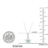 Round Aquamarine & Diamond Ladies Cluster Flower Pendant (Gold Chain Included), 14K White Gold