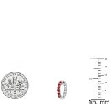 0.50 Carat (ctw) 14k White Gold Round Ruby Ladies Huggies Hoop Earrings 1/2 CT