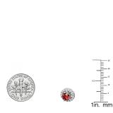 1.10 Carat (ctw) 14k White Gold Round Ruby & White Diamond Ladies Halo Stud Earrings With Removable Jackets 1 1/10 CT