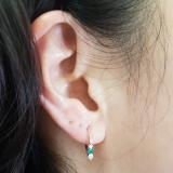 0.25 Carat (ctw) 10K White Gold Round White Diamond And Green Emerald Ladies 3 Stone Hoop Earrings 1/4 CT