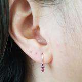 0.25 Carat (ctw) 14K White Gold Round Ruby Ladies 3 Stone Hoop Earrings 1/4 CT