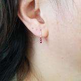 0.25 Carat (ctw) 14K White Gold Round Ruby Ladies 3 Stone Hoop Earrings 1/4 CT