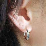 0.20 Carat (ctw) 10K White Gold Round Blue Diamond Ladies Fine Hoop Earrings 1/5 CT