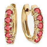 1.00 Carat (ctw) 10K Yellow Gold Round Ruby Ladies Huggies Hoop Earrings 1 CT
