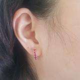 1.00 Carat (ctw) 10K Yellow Gold Round Ruby Ladies Huggies Hoop Earrings 1 CT