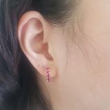 1.00 Carat (ctw) 18K Yellow Gold Round Ruby Ladies Huggies Hoop Earrings 1 CT