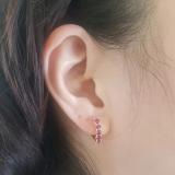 1.00 Carat (ctw) 18K Yellow Gold Round Ruby Ladies Huggies Hoop Earrings 1 CT