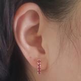 1.00 Carat (ctw) 18K Yellow Gold Round Ruby Ladies Huggies Hoop Earrings 1 CT