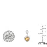 6 mm Each Heart Citrine & Round White Diamond Ladies Drop Dangle Earrings Sterling Silver