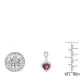 6 mm Each Heart Garnet & Round White Diamond Ladies Drop Dangle Earrings Sterling Silver