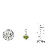 6 mm Each Heart Peridot & Round White Diamond Ladies Drop Dangle Earrings Sterling Silver