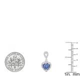 6 mm Each Heart Tanzanite & Round White Diamond Ladies Drop Dangle Earrings Sterling Silver