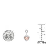 6 mm Each Heart Morganite & Round White Diamond Ladies Drop Dangle Earrings Sterling Silver