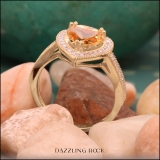 8 MM Heart Citrine & Round White Diamond Bridal Halo Engagement Band Ring 18K Yellow Gold
