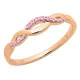 10K Rose Gold Round Pink Sapphire Ladies Bridal Anniversary Wedding Band Stackable Swirl Ring