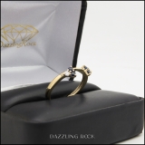 14K Yellow Gold Round Blue Sapphire & White Diamond Ladies Wedding Ring Matching Guard Band