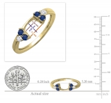 14K Yellow Gold Round Blue Sapphire & White Diamond Ladies Wedding Ring Matching Guard Band