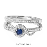 0.25 Carat (ctw) Sterling Silver Round White Diamond And Blue Sapphire Ladies Bridal Promise Ring Set Matching Band 1/4 CT