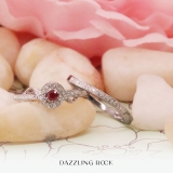 0.25 Carat (ctw) Sterling Silver Round White Diamond And Ruby Ladies Bridal Promise Ring Set Matching Band 1/4 CT