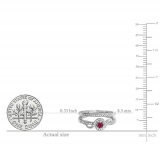 0.25 Carat (ctw) Sterling Silver Round White Diamond And Ruby Ladies Bridal Promise Ring Set Matching Band 1/4 CT