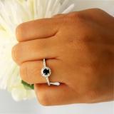 0.50 Carat (ctw) 10k White Gold Round Cut White Diamond & Blue Sapphire Ladies Engagement Bridal Halo Ring 1/2 CT
