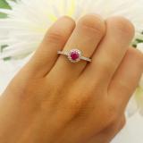 0.50 Carat (ctw) 10k White Gold Round Cut White Diamond & Ruby Ladies Engagement Bridal Halo Ring 1/2 CT