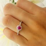 0.50 Carat (ctw) 10k White Gold Round Cut White Diamond & Ruby Ladies Engagement Bridal Halo Ring 1/2 CT