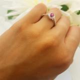 0.50 Carat (ctw) 10k White Gold Round Cut White Diamond & Ruby Ladies Engagement Bridal Halo Ring 1/2 CT