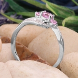 0.50 Carat (ctw) 10k White Gold Round Pink Sapphire And White Diamond Ladies Bridal Swirl Engagement 3 Stone Ring 1/2 CT