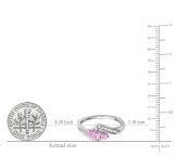 0.50 Carat (ctw) 10k White Gold Round Pink Sapphire And White Diamond Ladies Bridal Swirl Engagement 3 Stone Ring 1/2 CT