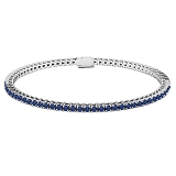 14K White Gold Round Blue Sapphire Ladies Tennis Bracelet 2 CT