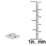 0.50 Carat (ctw) 10k White Gold Round Pink Sapphire & White Diamond Ladies Swirl Bridal Engagement Ring With Matching Band Set 1/2 CT