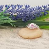 0.50 Carat (ctw) 10k White Gold Round Pink Sapphire & White Diamond Ladies Swirl Bridal Engagement Ring With Matching Band Set 1/2 CT