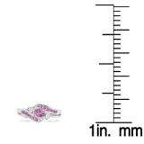 0.50 Carat (ctw) 10k White Gold Round Pink Sapphire & White Diamond Ladies Swirl Bridal Engagement Ring With Matching Band Set 1/2 CT