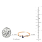 18K Rose Gold Round Blue Sapphire & White Diamond Ladies Split Shank Promise Engagement Ring