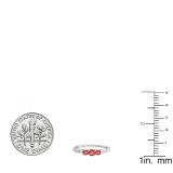 18K White Gold Round Ruby & White Diamond Ladies 3 stone Engagement Ring