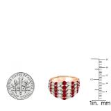 18K Rose Gold Round Red Ruby & White Diamond Ladies Emgagement Cocktail Right Hand Ring