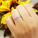 0.45 Carat (ctw) 14k White Gold Round Pink Sapphire And White Diamond Ladies 5 Stone Bridal Engagement Ring Matching Band Set 1/2 CT