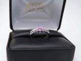 0.45 Carat (ctw) 14k White Gold Round Pink Sapphire And White Diamond Ladies 5 Stone Bridal Engagement Ring Matching Band Set 1/2 CT