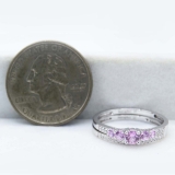 0.45 Carat (ctw) 14k White Gold Round Pink Sapphire And White Diamond Ladies 5 Stone Bridal Engagement Ring Matching Band Set 1/2 CT