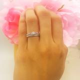 0.45 Carat (ctw) 10k White Gold Round Pink Sapphire And White Diamond Ladies 5 Stone Bridal Engagement Ring Matching Band Set 1/2 CT