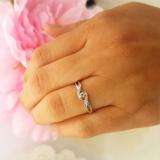 0.06 Carat (ctw) Sterling Silver Round Black & White Diamond Ladies Crossover Swirl Bridal Promise Engagement Ring