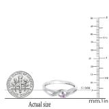 0.06 Carat (ctw) Sterling Silver Round Pink Sapphire & White Diamond Ladies Crossover Swirl Bridal Promise Engagement Ring