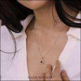 5mm Round Ruby and White Diamond Ladies Double Halo Pendant with 18 inch Silver Chain in 18K Yellow Gold