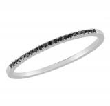 0.08 Carat (ctw) 10k White Gold Round Black Diamond Ladies Dainty Anniversary Wedding Band Stackable Ring
