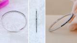 0.08 Carat (ctw) 10k White Gold Round Black Diamond Ladies Dainty Anniversary Wedding Band Stackable Ring